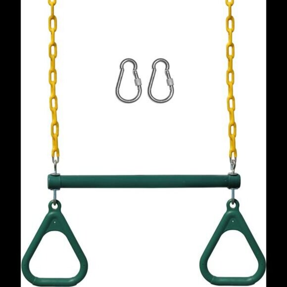 18" Trapeze Swing Bar Rings 48" Heavy Duty Chain Swing Set Accessories & Locking - Picture 1 of 6